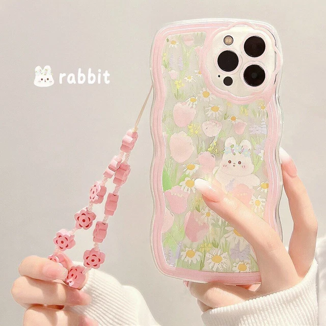Cute Rabbit Cartoon Bunny Flower Clear Phone Case For iPhone 14 13 12 11 Pro Max