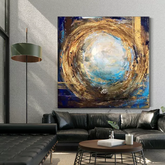 Abstract Starry Sky Oil Painting on Canvas Handpainte Blue Night Landscape Art