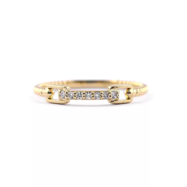 Natural SI Clarity G-H Color Diamond Solid 18K Yellow Gold Beaded Ring For Her
