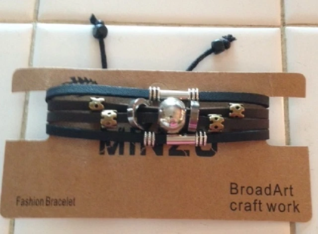 BRACELET MIXTE SIMILI CUIR NOIR ET CORDE ROCK PUNK - Achat / Vente