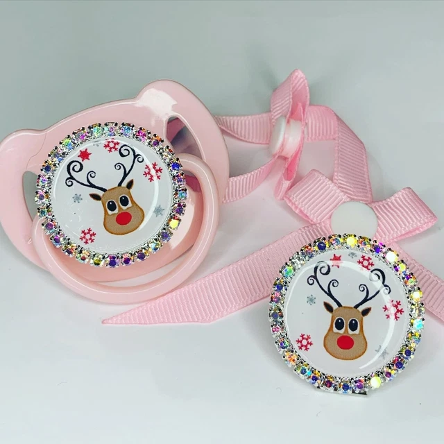 Navidad Mi primer bebé ficticio clip chupete rosa azul baby shower regalo niñas niños