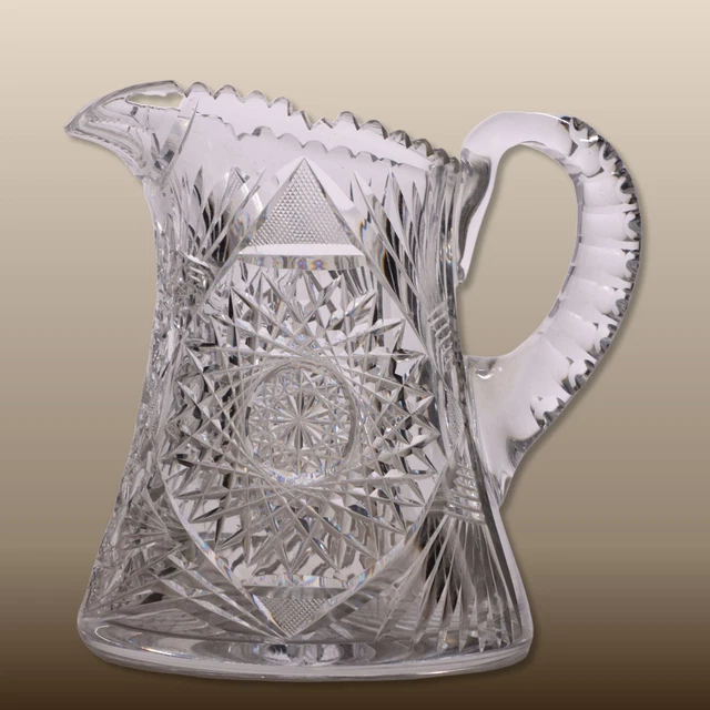 Very Fine ABP Cut Glass Corseted Pitcher Antique Late 19th-early 20th C.