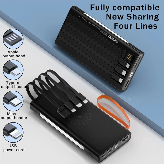 Qi Wireless Power Bank 900000mAh Backup Portable Charger External Battery USB-C