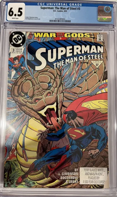 Superman Man Of Steel # 3 * War Of The Gods * Dc Comics * 1991  Cgc 6.5