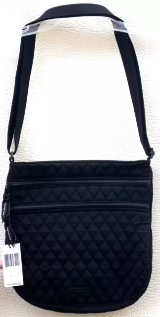 Vera Bradley Trio Zip Microfiber Hipster Crossbody Bag in Classic Black. NWT