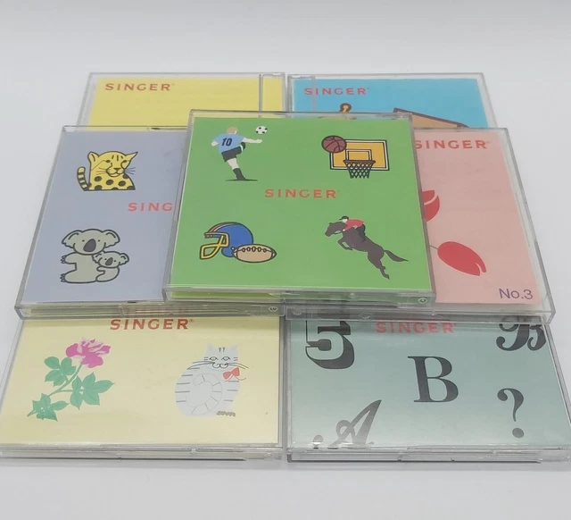 Lot of 5 SINGER~ Embroidery Cards No. 1, 2,3,4,5,8,10  Sewing Machine