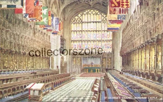 Windsor Castle St Georges Chapel Interior postcard Valentines Art Colour Series