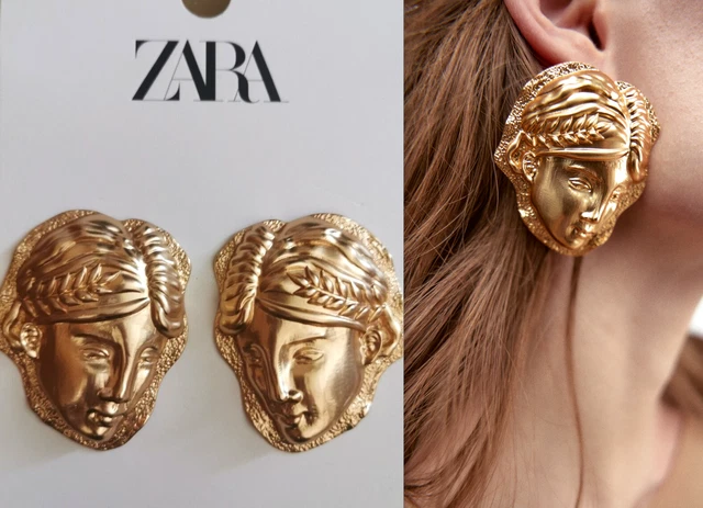 Enormi Orecchini A Borchia ZARA DUP, Bicolore Oro/argento, Martellati, Stile Retro