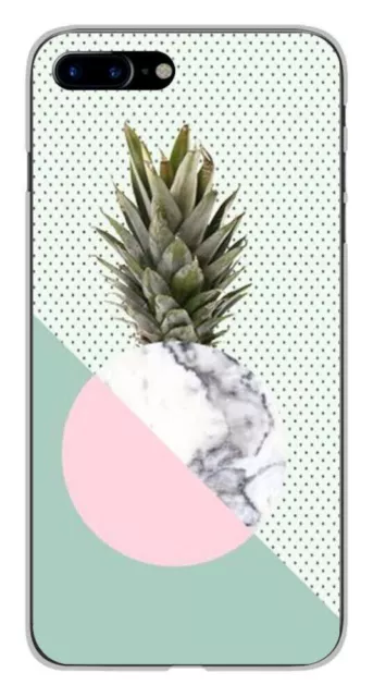 Printed silicone case compatible with Apple iPhone 7 Plus Marble Pineapple