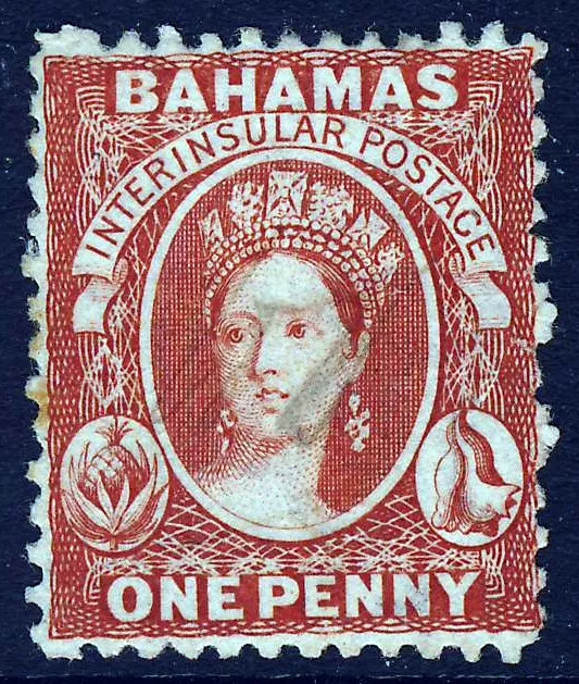 BAHAMAS QV 1863 1d. Rose-Red Perf. 12½ Wmk CROWN CC SG 23 VFU