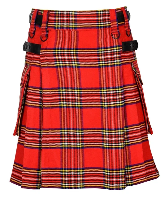 Scottish Men's Fashion TARTAN UTILITY Kilt Two Side Cargo pockets Handmade KILT