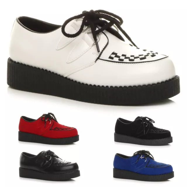 Mens Rock N Roll Rockabilly Brothel Creepers Teddy Boy Wedge Platform Shoes Size