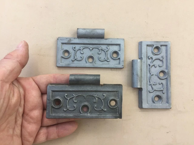 Cast Iron Ornate Victorian Style Half Hinge Parts Pieces Salvaged 3 1/2"x2 Lot 3