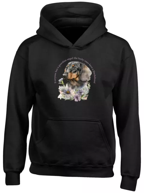 Dachshund Kids Hoodie Pet Dog Lover Guardian Angel Boys Girls Gift Top