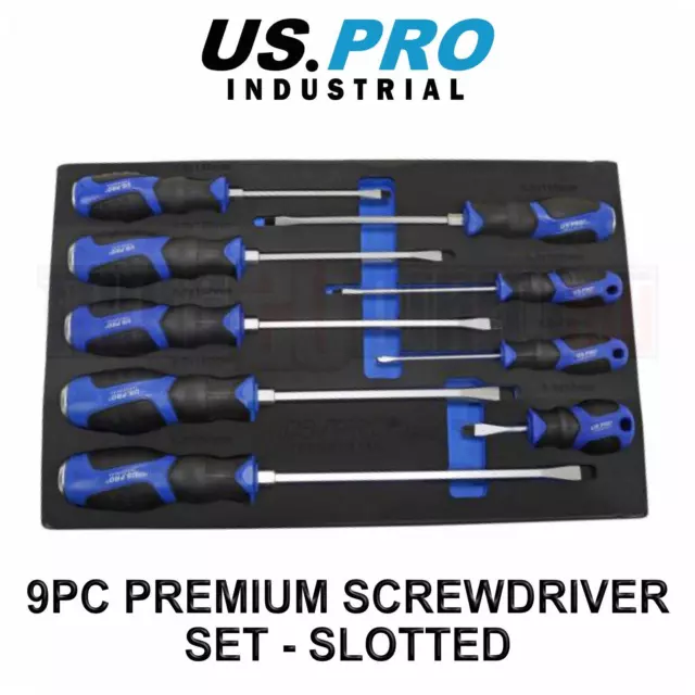 US PRO INDUSTRIAL 9pc Premium Screwdriver Set Slotted Screwdrivers 4545