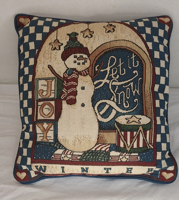Almohada de 12" de peluche para muñeco de nieve Navidad déjalo nieve verde espalda