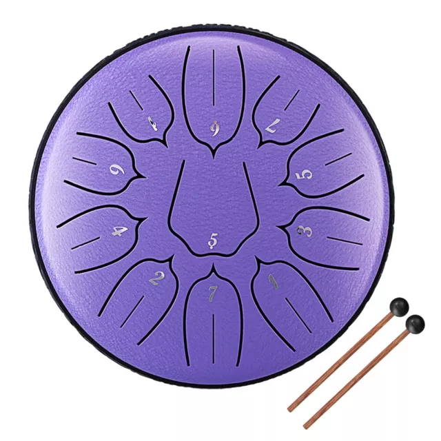 6 inch 11-Tone Steel Tongue Drum D- Hand Pan Drums with Drumsticks T7Y0