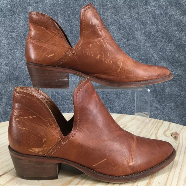 Steve Madden Ankle Boots Womens 6.5M Brown Austin Almond Toe Block Heels Leather