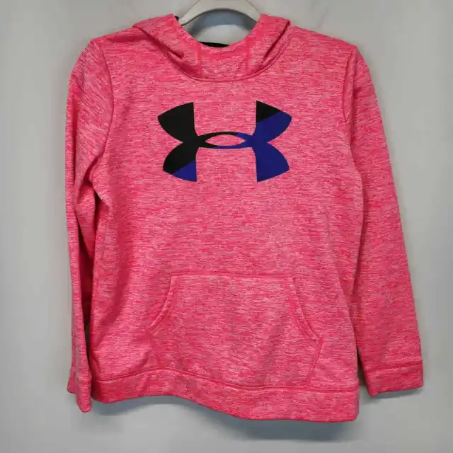 Under Armour ColdGear Girls Pullover Sweatshirt Youth XL Heather Pink Hooded