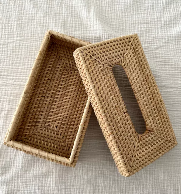 Rattan Tissue Box Holder Bohemian Style