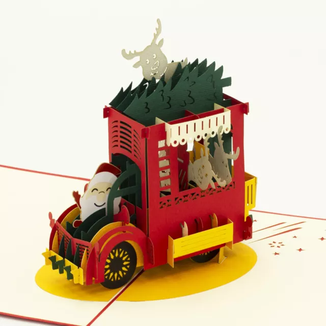 Santa drives car Pop Up Card, 3D Xmas Card, 3D Christmas Card, Christmas Card