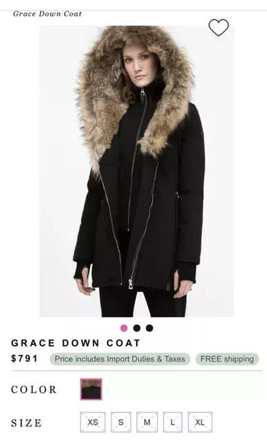 NWT AUTHENTIC RUDSAK Grace XXL Coat Real Fur Raccon Down Jacket