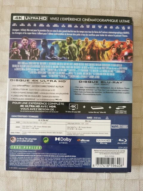 Steelbook Bluray 4K Avengers Infinity War 2