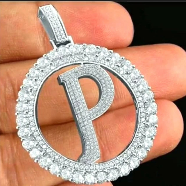 14K Weißgold Finish Silber Brilliant Künstlicher Diamant Initial P Anhänger 2ct
