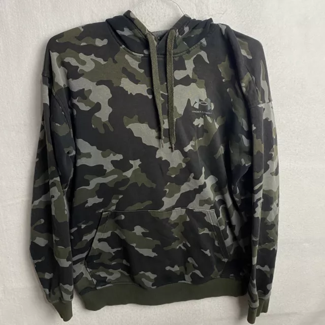 Under Armour Men's Gray Green Camo Sweatshirt Hoodie Fleece Loose Size Small