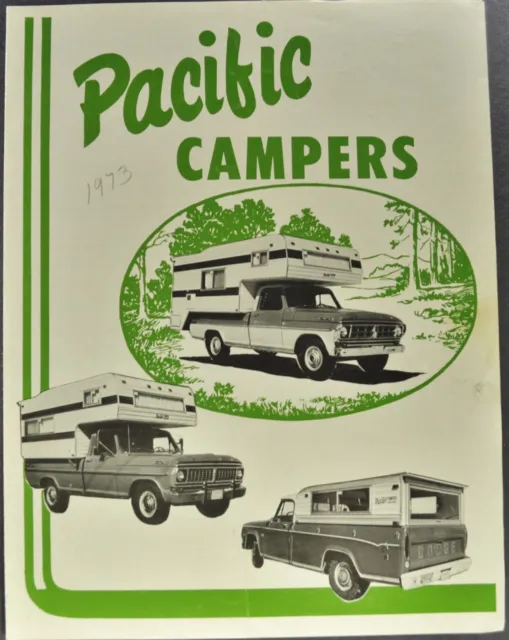 1972-1973 Pacific Camper RV Brochure Ford Dodge Pickup Excellent Original