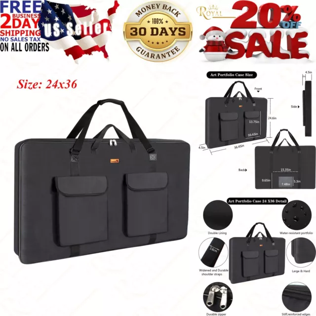 WATERPROOF ART PORTFOLIO Bag 20 X 26 for 18 X 24 Artworks with Outer  Pockets $24.01 - PicClick