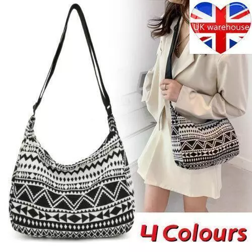 Women Ethnic Style Canvas Crossbody Messenger Bag Shoulder Handbag Tote Bag