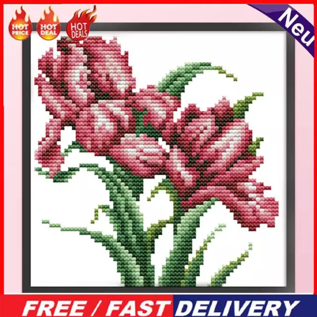 Orchid Partial Embroidery 14CT Printed Flower Cross Stitch Kit (17x17cm)