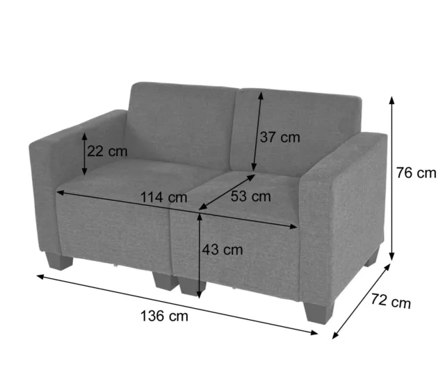 Salotto modulare componibile lounge moderno Lione N71 tessuto divano 2 posti 2