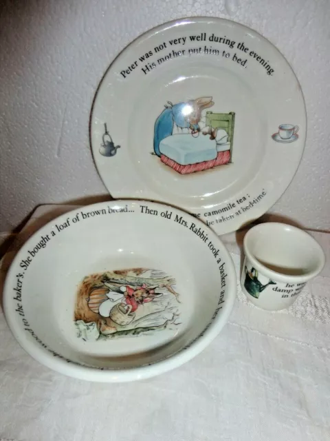 Wedgewood Etruria & Barlaston England Peter Rabbit Beatrix Potter 3pc Child Set