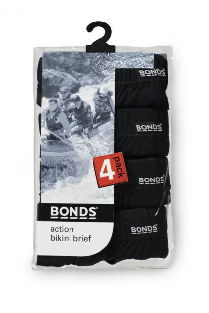 Bonds Mens 4 Pairs Black Action Bikini Brief Underwear