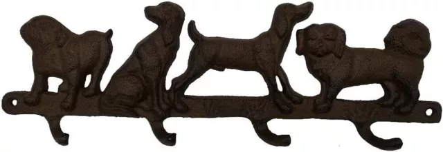 Comfy Hour Antique and Vintage Animal Collection Cast Iron Dogs Four Key hook