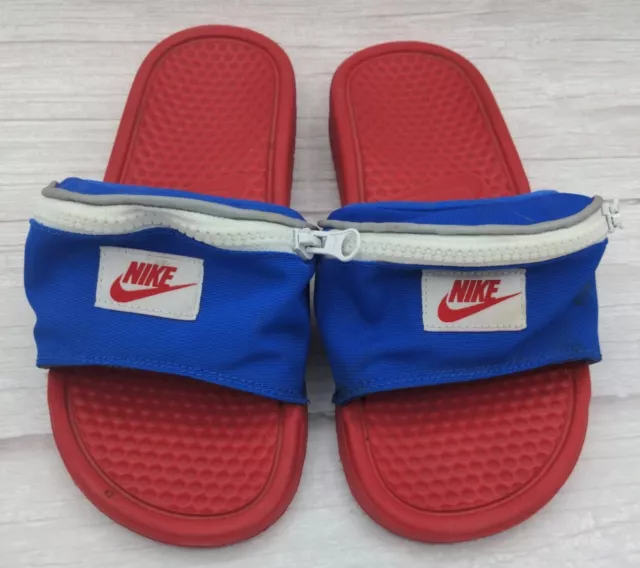 Nike Benassi JDI Fanny Pack Slides Red White Blue Zipper Pouch Mens 7