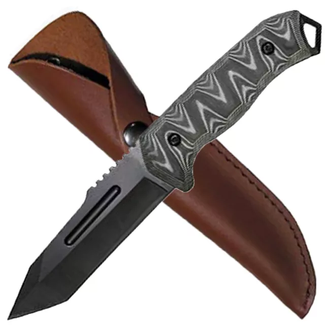 Fox Outdoor Jagdmesser Outdoormesser Micarta Griff Lederscheide mit Gürtelhalter