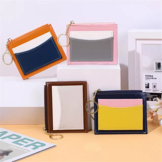 Mini Solid Color Zipper Credit Card Holder Small Wallet Coin Purse Money Bag