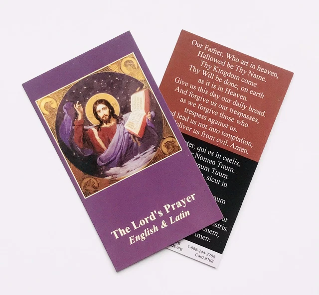 OUR FATHER / LORD'S PRAYER - ENGLISH & LATIN Prayer Card - Wallet Size ...
