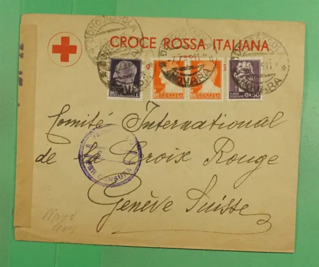 DR WHO 1945 ITALY RED CROSS WWII CENSORED MIXED ISSUE TO SWITZERLAND j46275