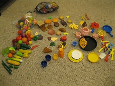 Huge lot of Pretend Play Food Kitchen Toys Fruit Veggies Cans Boxes Dishes