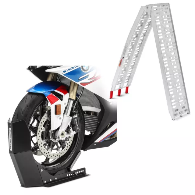 Motorrad Auffahrrampe Alu CS1 + Motorradwippe Easy Fix klappbar max. 340kg