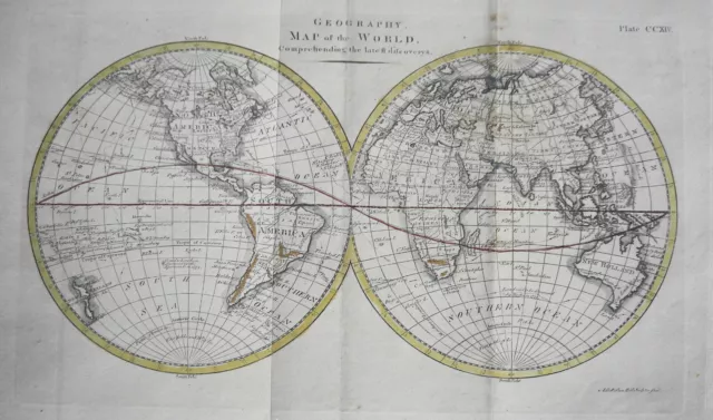 Weltkarte Amerika USA Europa Italien China Rußland  Kupferstich Landkarte 1780