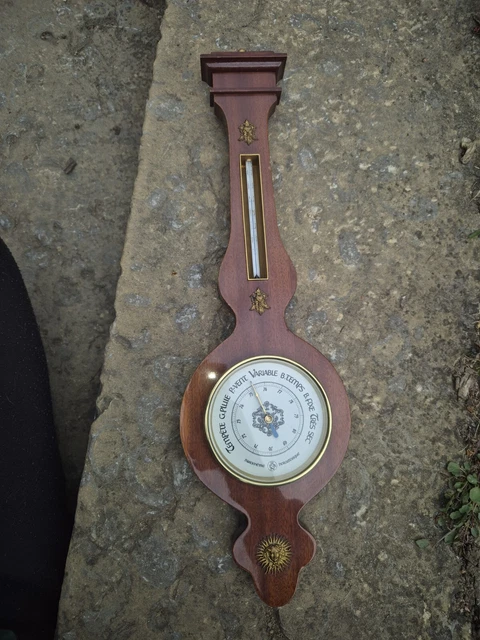 Station Météo Vintage Baromaster AAF - Bois, Baromètre, Thermomètre - 36cm