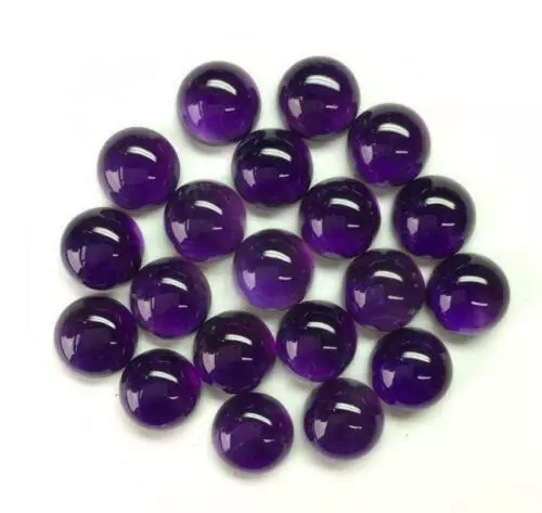 NATURAL AMETHYST, ROUND CABOCHON-CUT, 3mm, 5 PIECES, DEEP-PURPLE AFRICAN GEMS