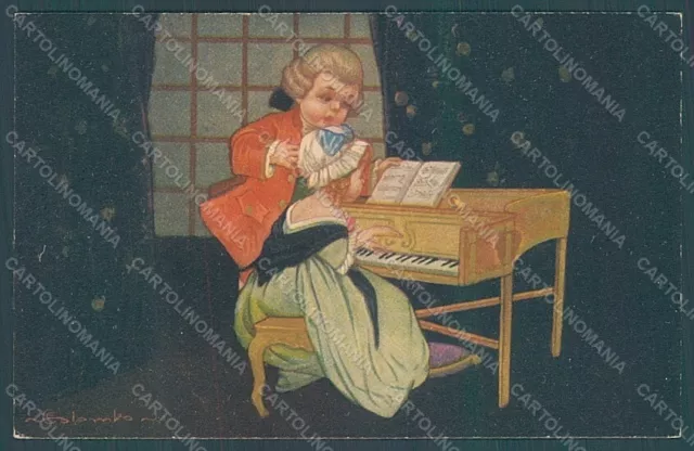 Artist Signed Colombo E. Children Piano serie 2036 postcard HR2732