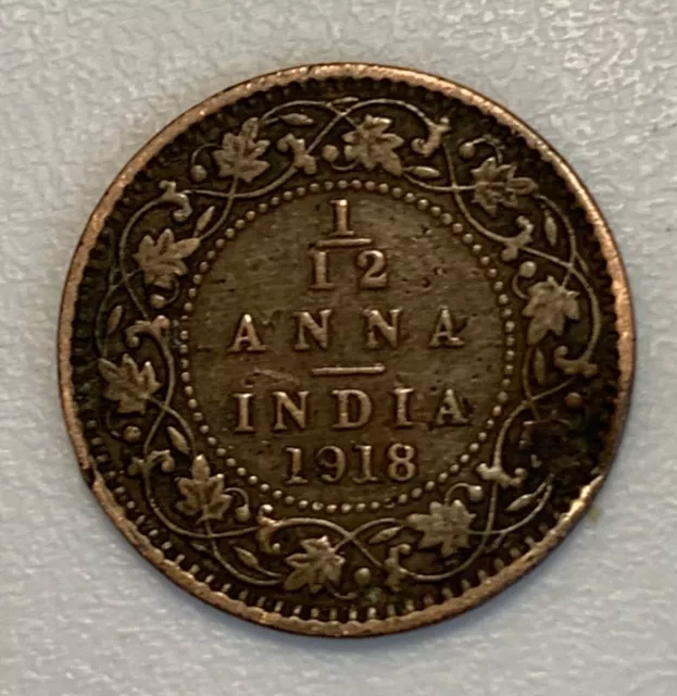 India, British. 1/12 Anna, 1918 C. King George V. (495)