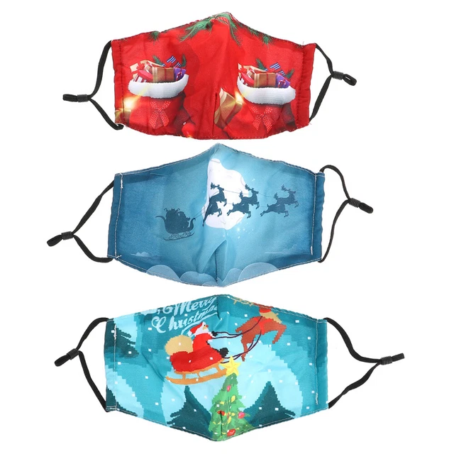 3 Pcs Weihnachtliche Stoffmasken Weihnachtsmaske Staubmasken Erwachsener